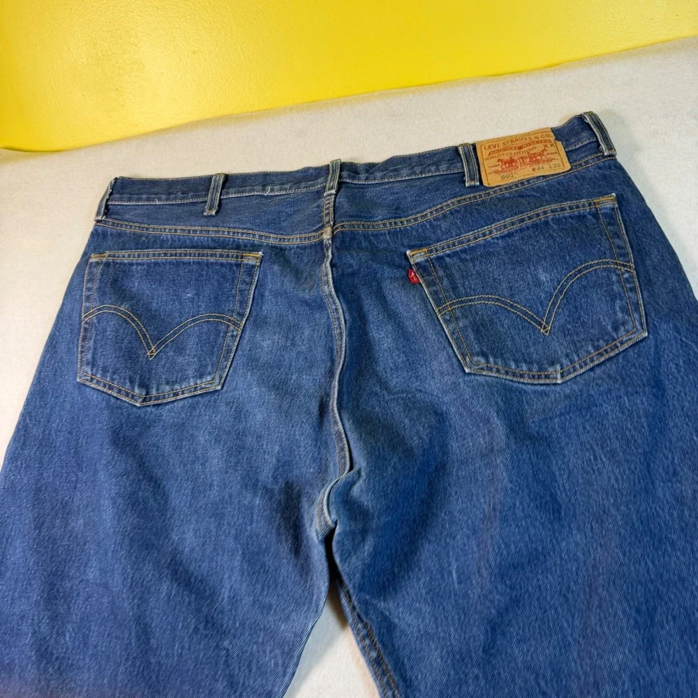 Levis 501 Original Fit Medium Wash Blue Denim Button Fly Jeans 44x32